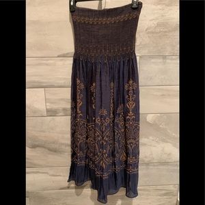 J Gee dress, one size fits all. Blue with copper. Very beautiful